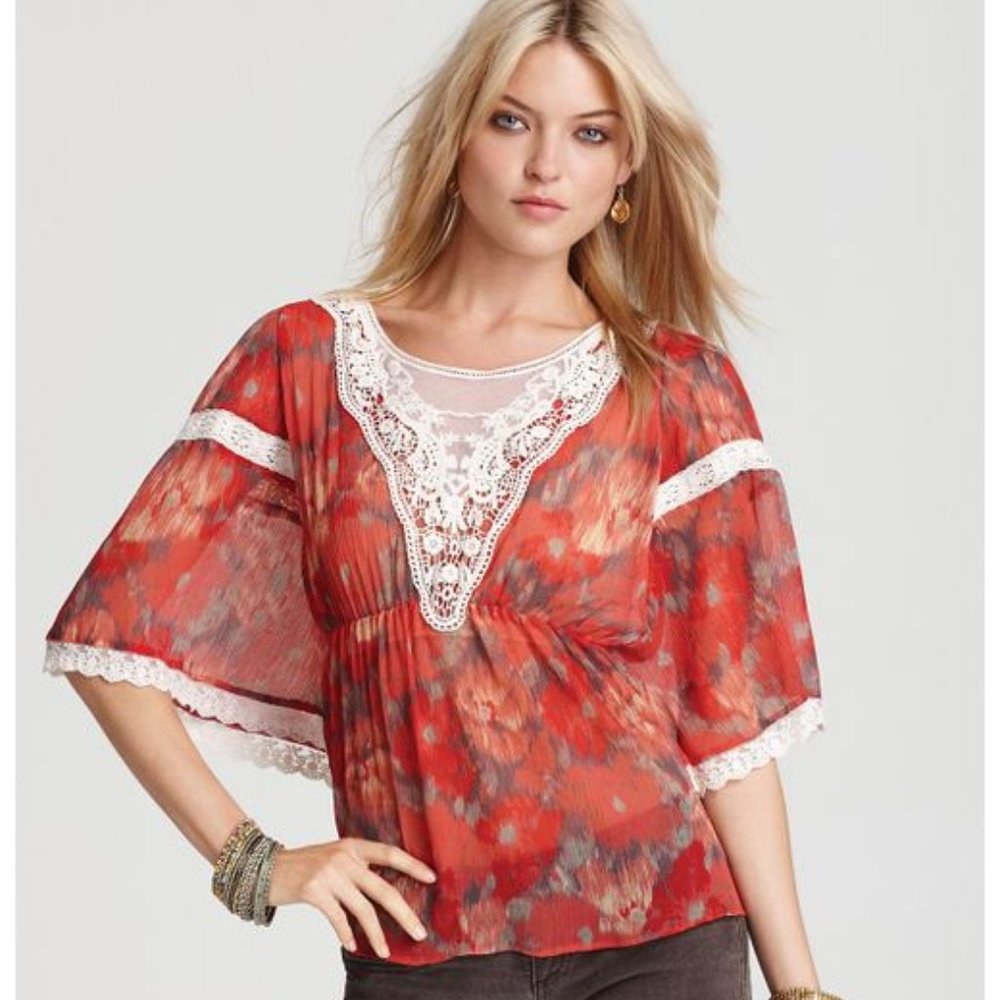 Free People Daydreamer Sheer Lace Blouse